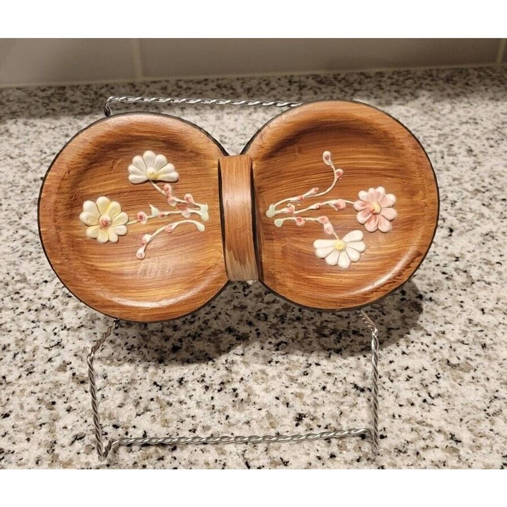 Italian ceramic double sided dish with handle Olive Pits Relish